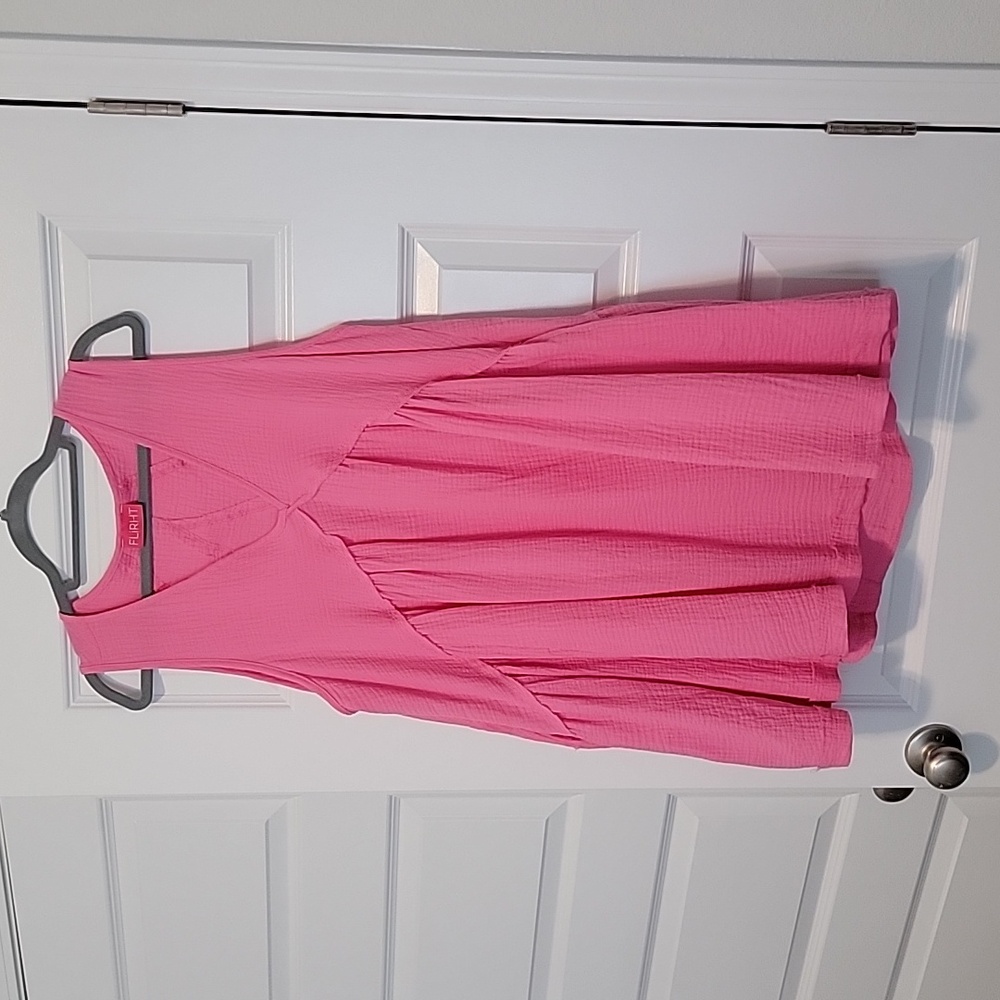 Pink sleeveless baby doll dress, one size fits all